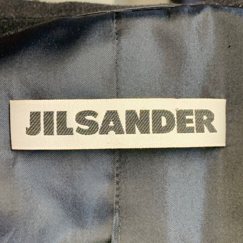JIL SANDER Size XL Black Virgin Wool Camel Double Breasted Coat