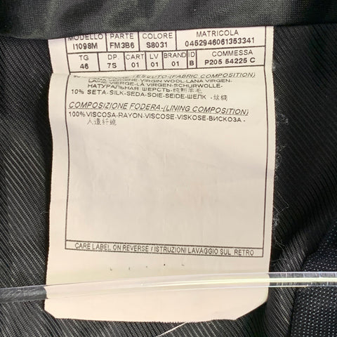 DOLCE & GABBANA Taille 30 Pantalon Fuselé en Laine Vierge et Soie Noir Pois Marine