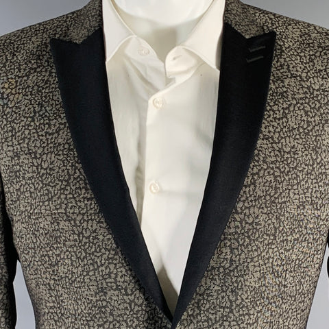 THE KOOPLES Size 38 Grey Black Cotton Blend Peak Lapel Sport Coat