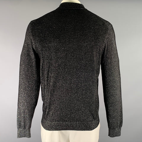 HUGO BOSS Size M Silver Grey Textured Ribbed Long Sleeve Shirt