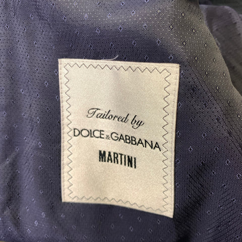 DOLCE & GABBANA Chest Size 46 Navy Geometric Wool Notch Lapel Sport Coat