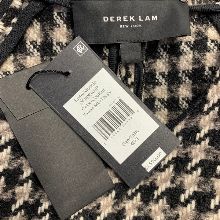 DEREK LAM Size XS/S Black Beige Wool Alpaca Houndstooth Poncho Pullover