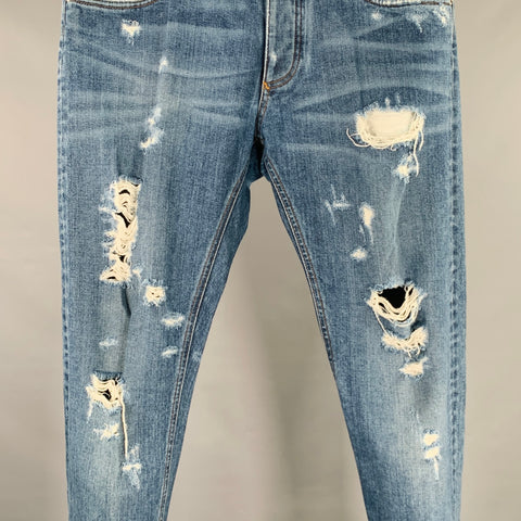 DOLCE & GABBANA Taille 32 16 Jean décontracté en coton bleu classique vieilli
