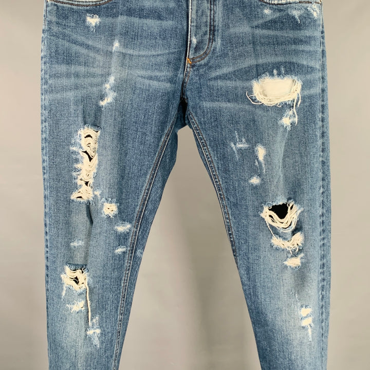 DOLCE & GABBANA Size 32 16 Classic Blue Cotton Relaxed Distressed Jeans