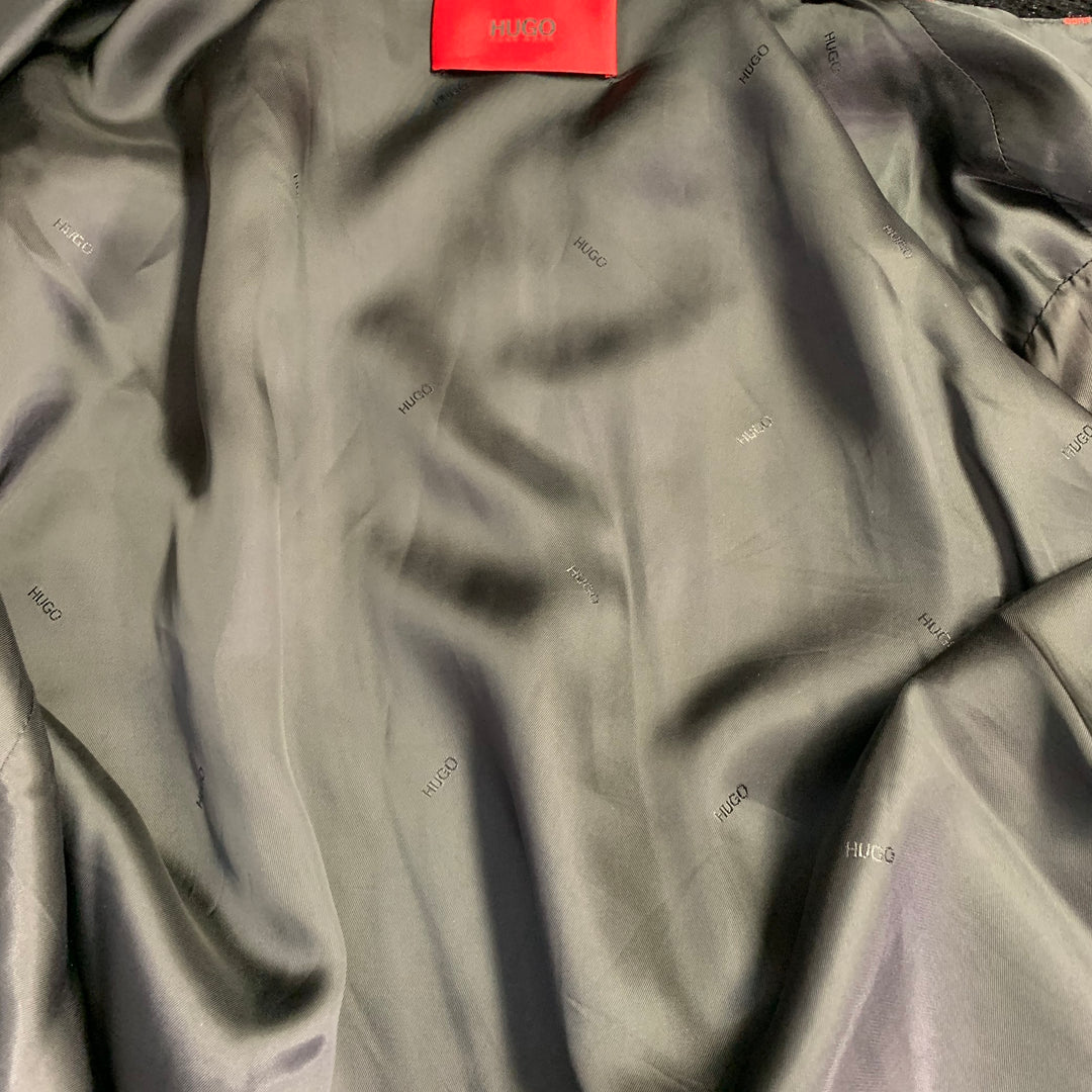 HUGO BOSS Size M Bestino1912 Metallic Black Velour Zip Up Bomber Jacket