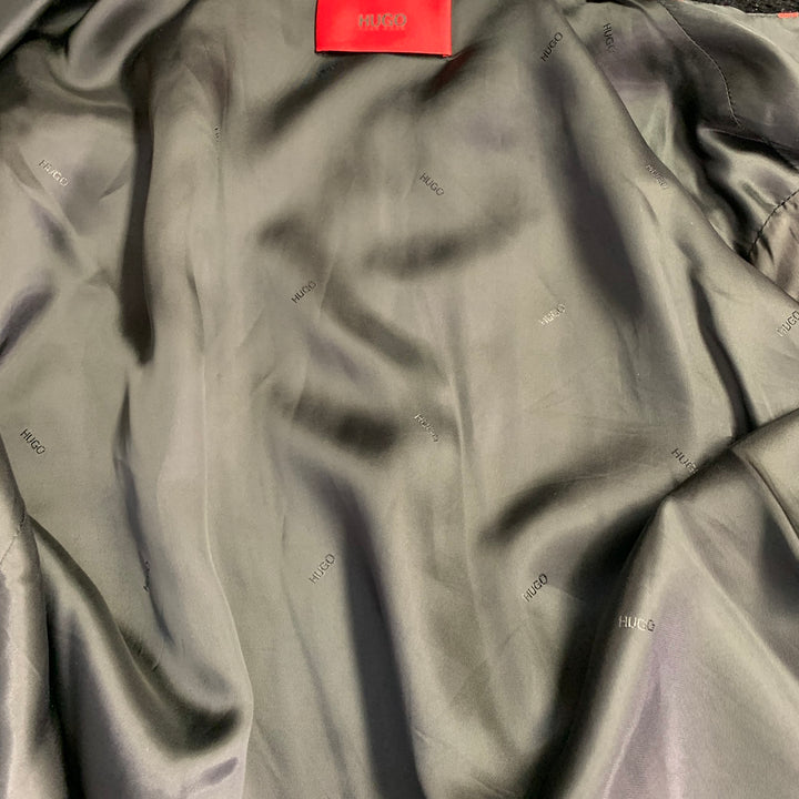 HUGO BOSS Size M Bestino1912 Metallic Black Velour Zip Up Bomber Jacket