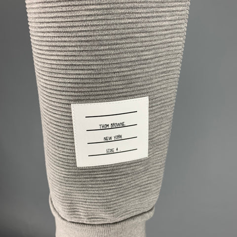 THOM BROWNE Size L -Ottoman 4 Bar- Grey White Ribbed Cotton Sweatpants Casual Pants