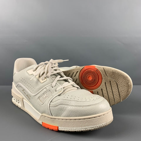 LOUIS VUITTON Taille 11,5 Baskets à lacets en cuir blanc cassé à matériaux mélangés