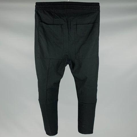 THOM KROM Pantalones casuales de tiro caído de lino y algodón negro Talla S