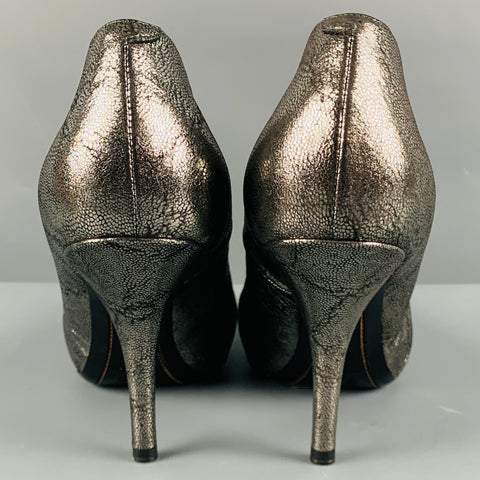 DRIES VAN NOTEN Zapatos de tacón con plataforma de cuero plateado talla 9