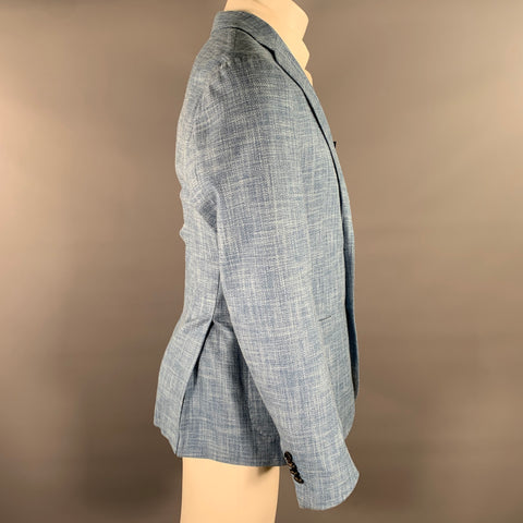 MAURIZIO BALDASSARI Chest Size 40  Blue Heather Cashmere / Cotton Sport Coat