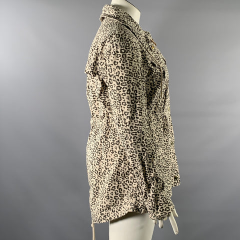ATM Size L White Black Cotton Blend Leopard Cargo Jacket