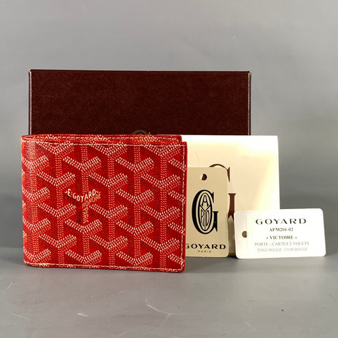 GOYARD Red Monogram Canvas Leather Wallet