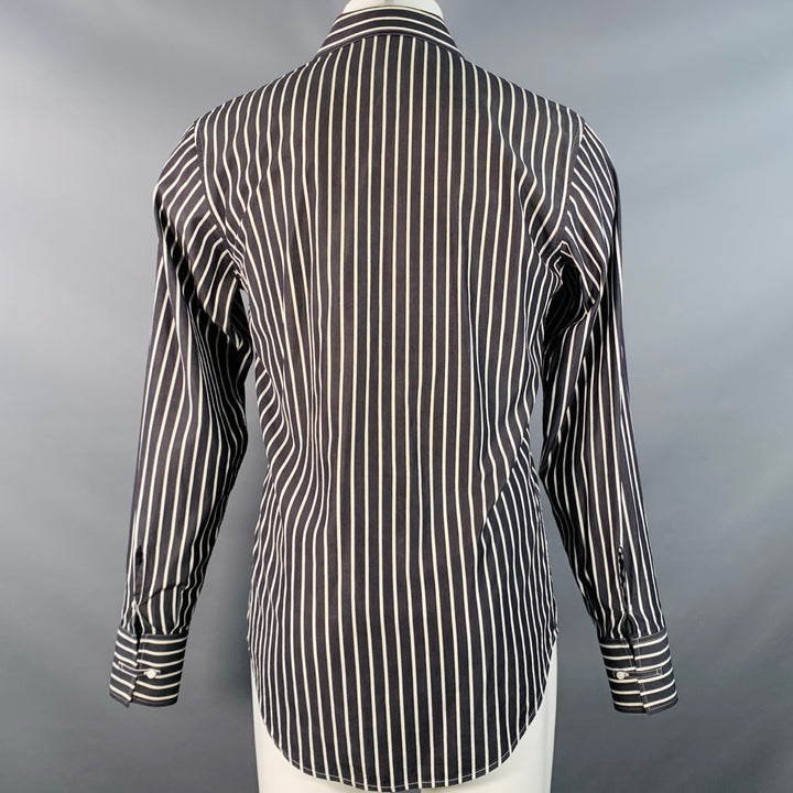 YVES SAINT LAURENT by TOM FORD Size M White Charcoal Grey Stripe Cotton Long Sleeve Shirt