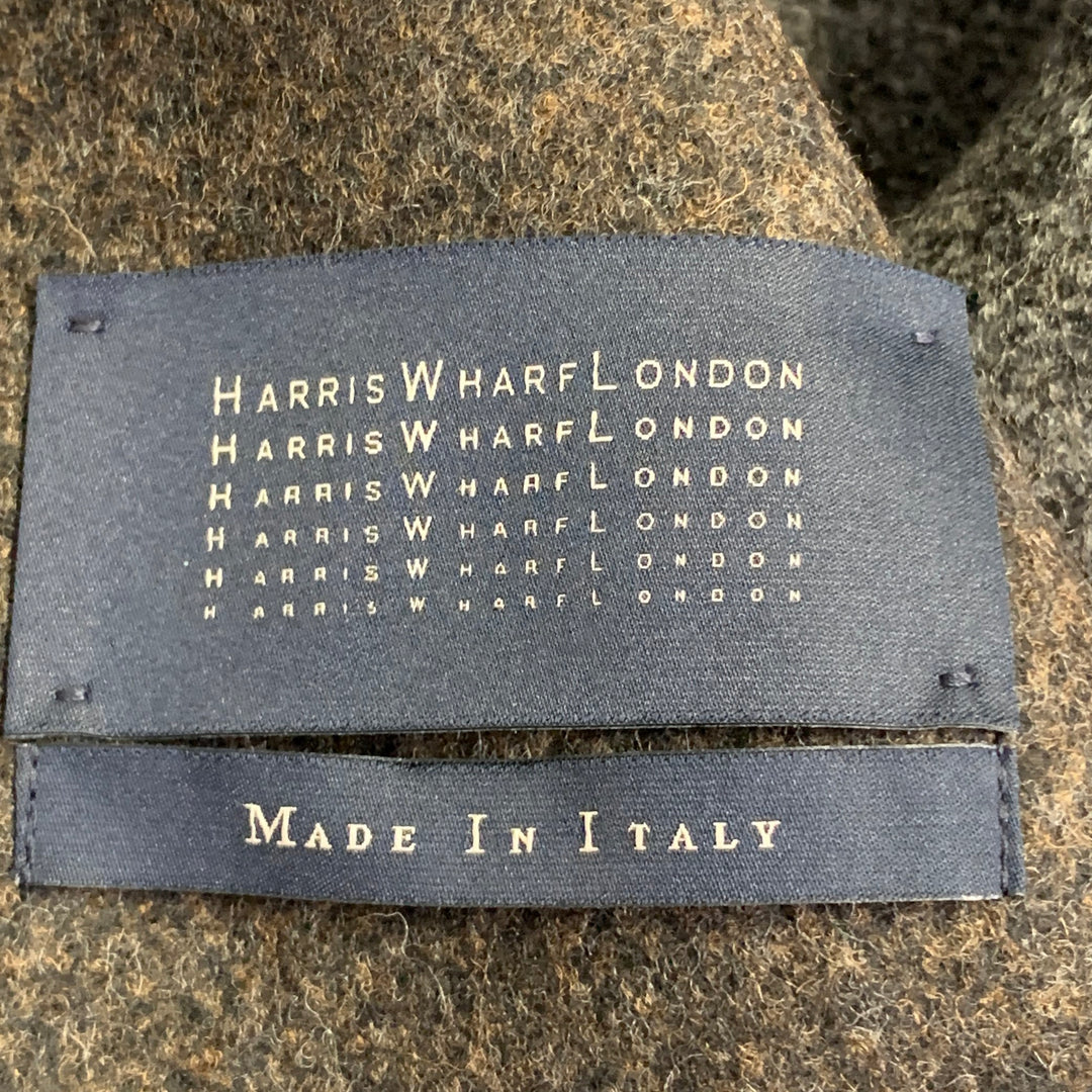 HARRIS WHARF LONDON Size 46 Heather Grey Brown Black Wool Single Breasted Coat