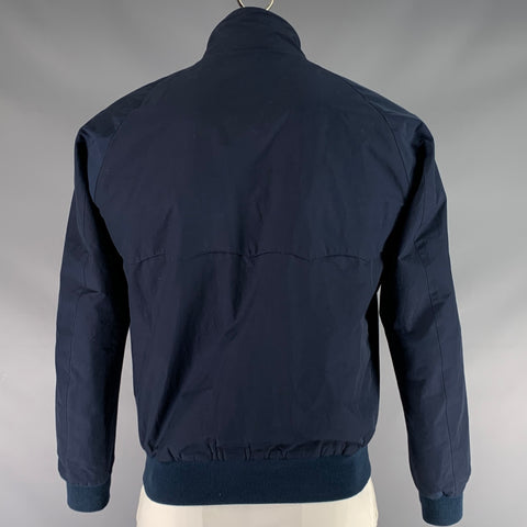 BARACUTA Size 42 Navy Cotton Polyester Zip Up Jacket