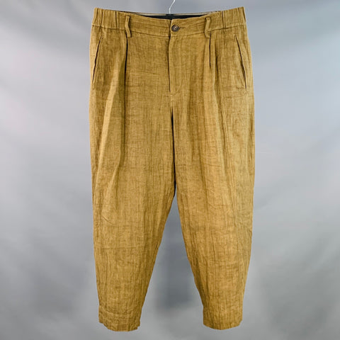 ZIGGY CHEN SS22 INACGRAPHY Size 36 Tan Linen Drop Crotch Casual Pants