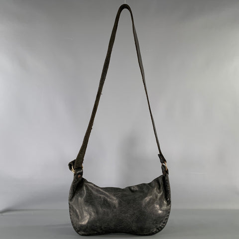 GUIDI Black Solid Horsehide Leather Cross Body Bag