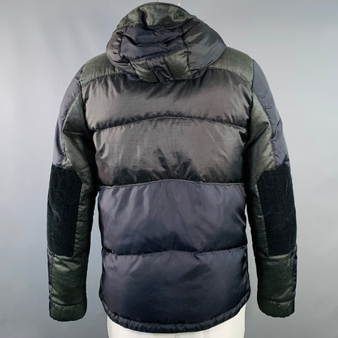 MONCLER Size L Folgore Black Charcoal Color Block Polyester Padded Jacket