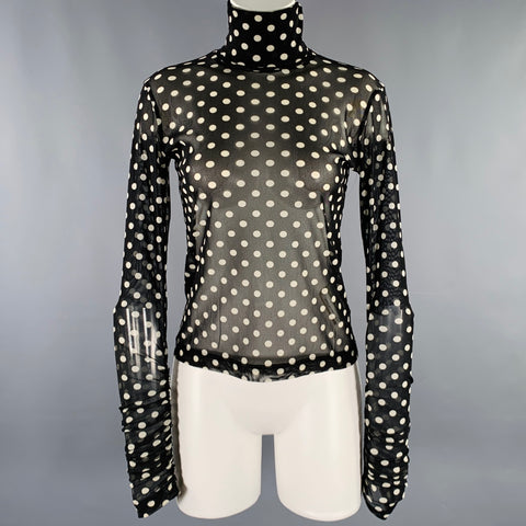 NOIR KEI NINOMIYA Taille XS Pull col roulé à pois noirs et blancs en polyester