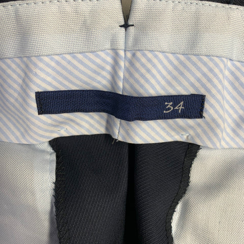 6 EAST Size 34 Navy Wool Zip Fly Dress Pants
