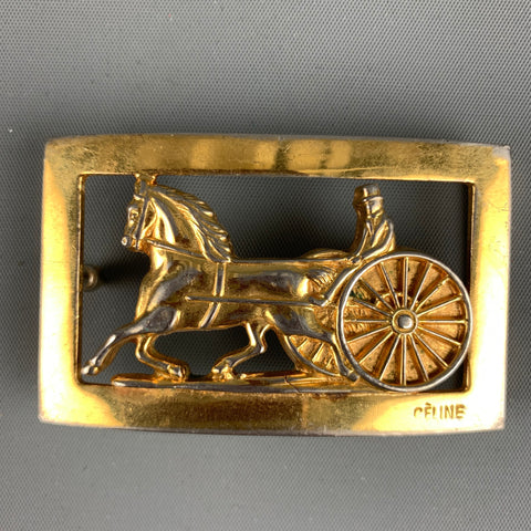 CELINE Gold Metal Equestrian Carriage Belt Buckle