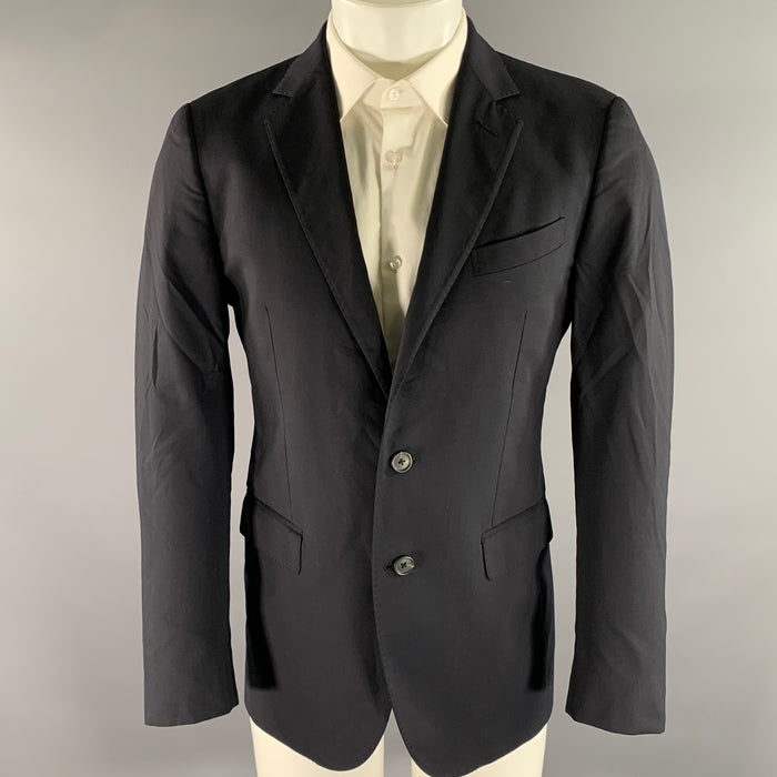 LANVIN Size 38 Navy Wool Notch Lapel Sport Coat