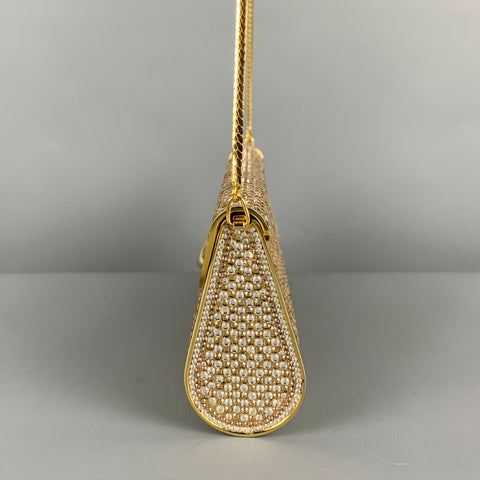 JUDITH LEIBER Gold Metallic Rhinestones Evening Handbag