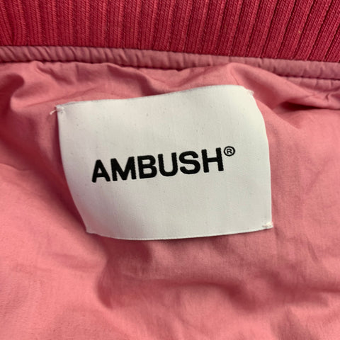 AMBUSH Size M Pink Polyamide Ribbed Knit Coat Dress Coat