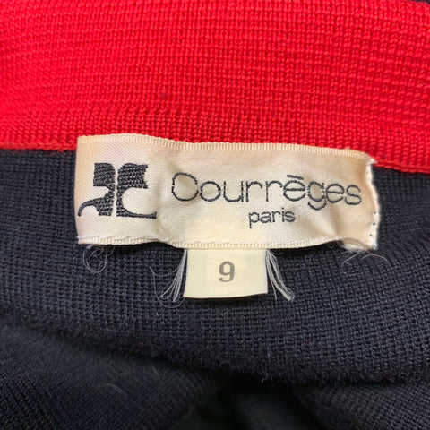 COURREGES Size S Black Red Wool Henley Pullover