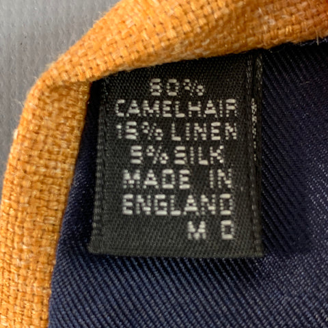 DRAKES LONDON Vintage Yellow Mustard Woven Camel Hair Linen Silk Tie