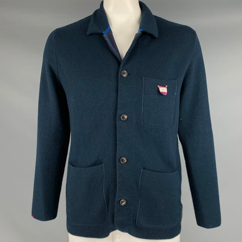 SCOTCH AND SODA Size L Navy Polyester Blend Button Down Pocket Pin Jacket