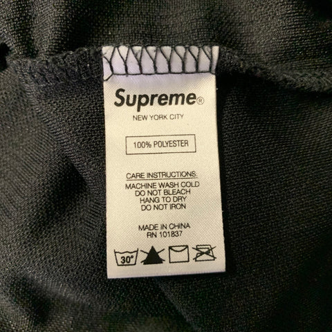 SUPREME Size L Black Silver White Logo Polyester Jersey T-shirt
