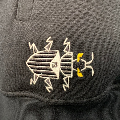 FENDI Size L Black White Yellow Insect Applique Cotton Hoodie Sweatshirt
