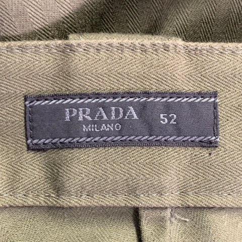 PRADA Size 36 Green Olive Cotton Tapered Elastic Cuffs Zip Fly Casual Pants