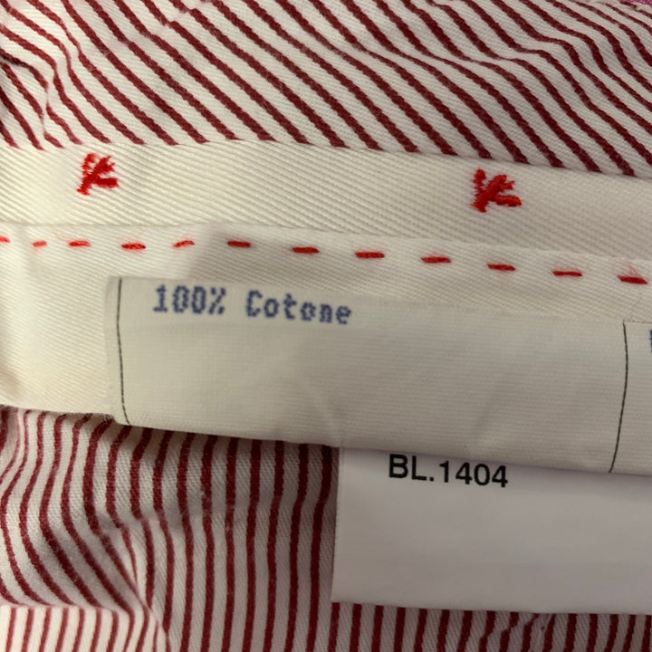 Short en coton ISAIA taille 38 rose blanc avec logo et revers