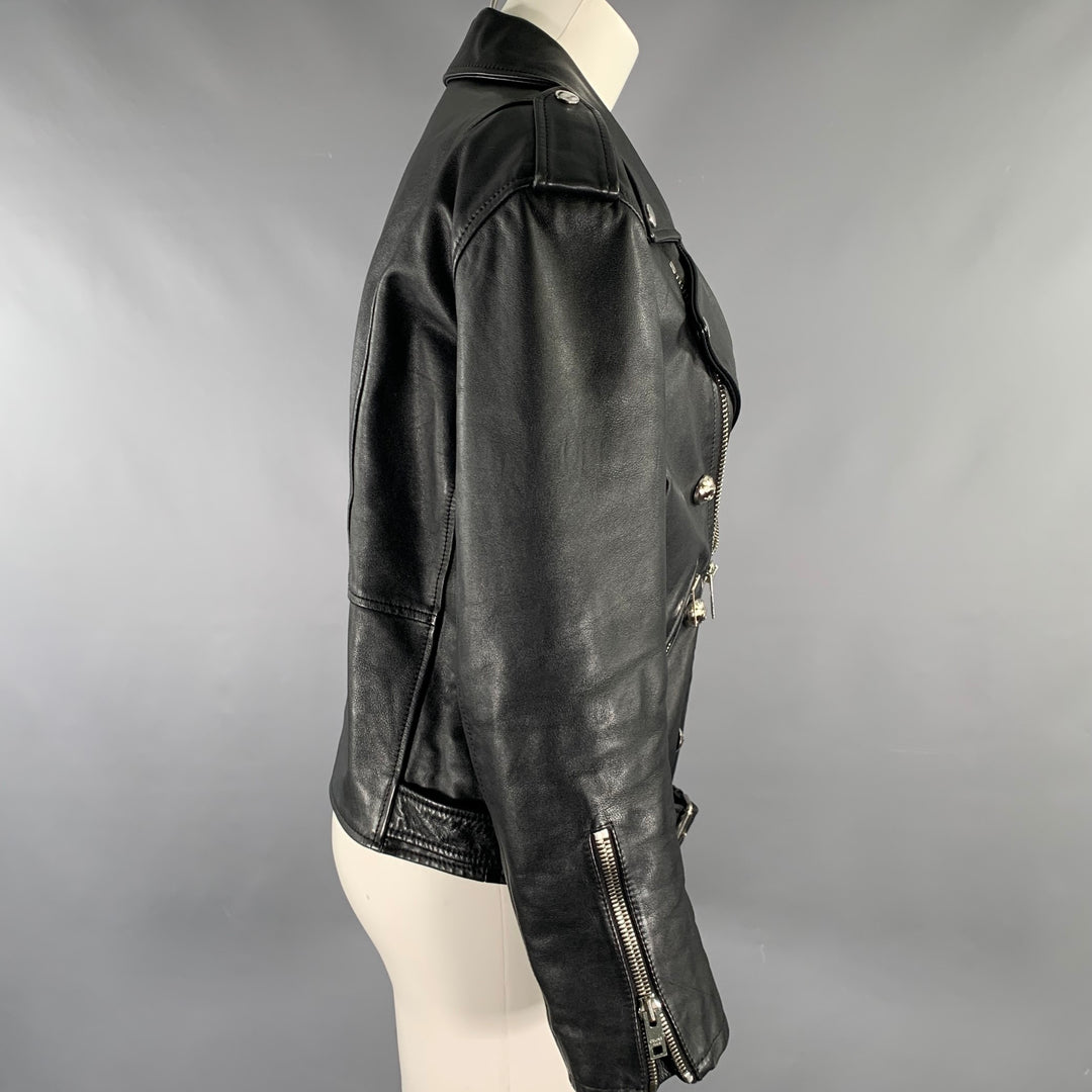 CELINE Size S Black Leather Motorcycle Jacket