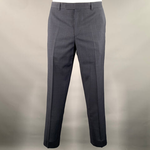 PAUL SMITH Size 42 Navy Blue Window Pane Wool Notch Lapel Suit