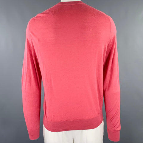 PAUL SMITH Size XL Pink Merino Wool Crew Neck Pullover