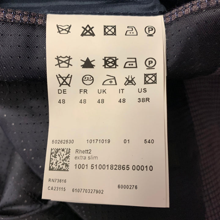 HUGO BOSS Size 38 Purple Check Wool Linen Sport Coat