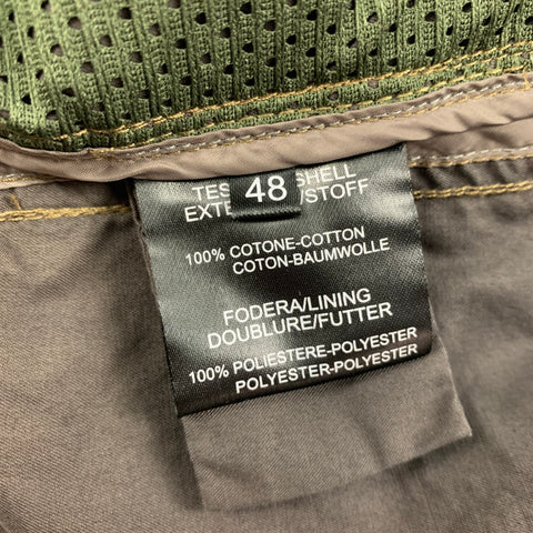 ADHOC Size S Olive Dark Brown Ombre Cotton Button Up Long Sleeve Shirt