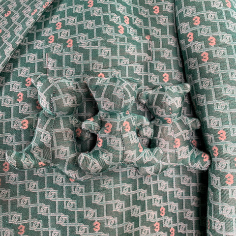 3.PARADIS SS22 Size L Green Jacquard Wool Notch Lapel Coat