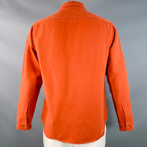 J.CREW Size L Orange Rust Cotton Two Pockets Classic Long Sleeve Shirt