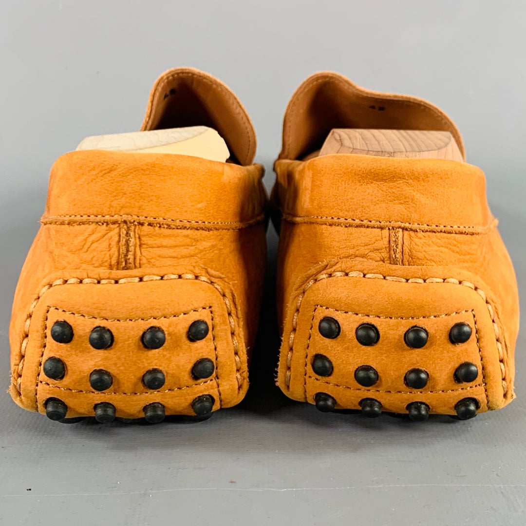 M. GEMI Size 10 Orange Suede Drivers Loafers