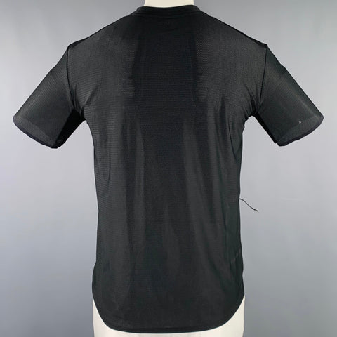 T-shirt en maille extensible noire à col ras du cou SATISFY Taille L