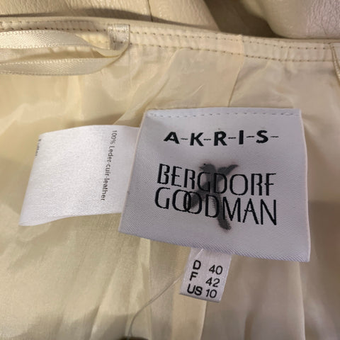 AKRIS Size 10 Cream Leather Casual Pants