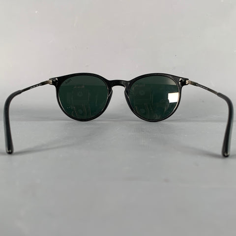 RALPH LAUREN Black Silver Acetate Round Sunglasses