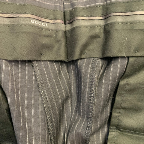 GUCCI Size 40 Black Grey Pinstripe Wool Mohair Single Breasted Suit