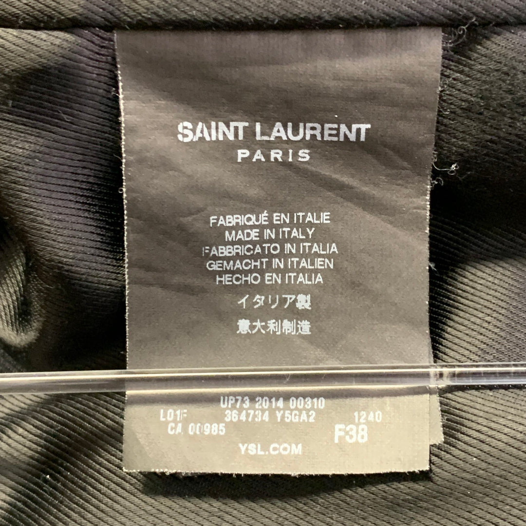 SAINT LAURENT Size 6 Pewter Grey Lambskin Leather Biker Jacket