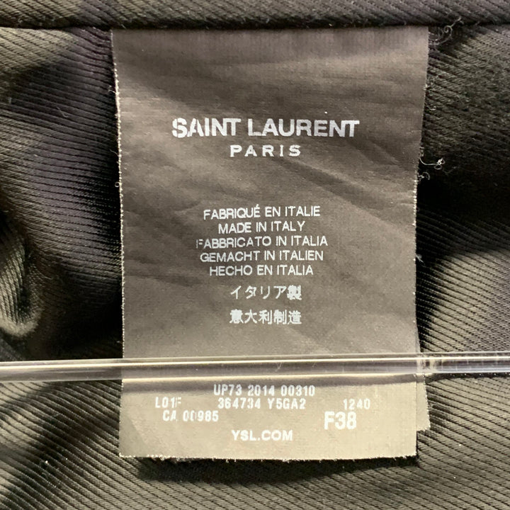 SAINT LAURENT Size 6 Pewter Grey Lambskin Leather Biker Jacket
